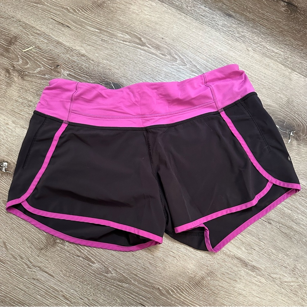 purple and black lululemon shorts size 4